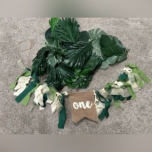 Birthday banner one first birthday wild one jungle leaves